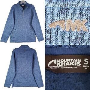 Mountain Khaki Sweater Mens Size Small S Blue Fleece Quarter Snap Long Sleeve